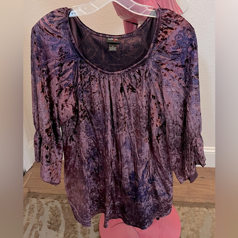 Style and Co| Purple stretchy blouse size XL